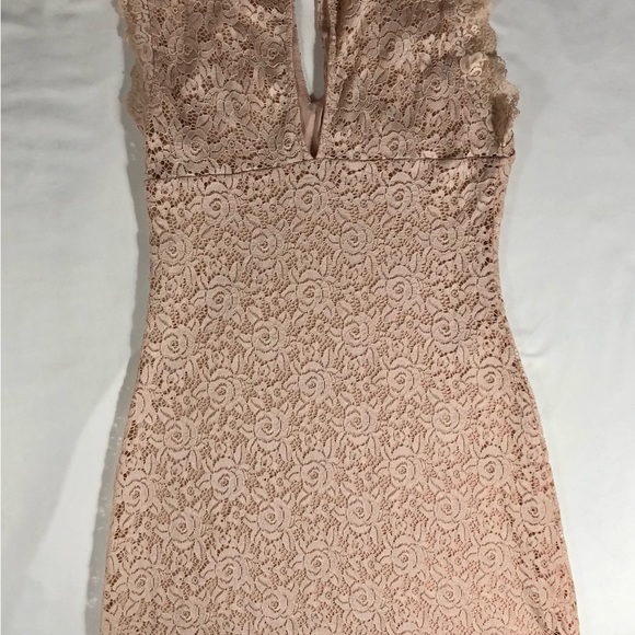 Bebe Vintage Eyelet Mini Dress Med Rose Pink Sheer Knit Made In USA Ally McBeal - Picture 13 of 13